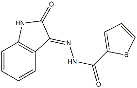 N'-(2-oxo-1,2-dihydro-3H-indol-3-yliden)-2-thiophenecarbohydrazide Struktur