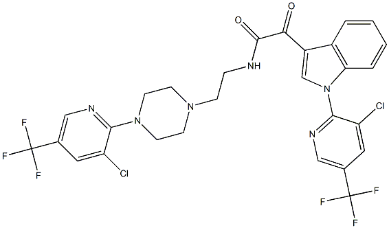 2-{1-[3-chloro-5-(trifluoromethyl)-2-pyridinyl]-1H-indol-3-yl}-N-(2-{4-[3-chloro-5-(trifluoromethyl)-2-pyridinyl]piperazino}ethyl)-2-oxoacetamide Struktur