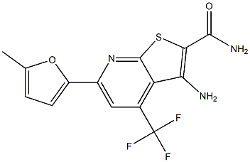 3-amino-6-(5-methyl-2-furyl)-4-(trifluoromethyl)thieno[2,3-b]pyridine-2-carboxamide Struktur