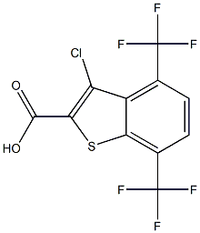 3-chloro-4,7-bis(trifluoromethyl)benzo[b]thiophene-2-carboxylic acid Struktur