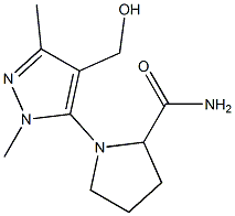 1-[4-(hydroxymethyl)-1,3-dimethyl-1H-pyrazol-5-yl]pyrrolidine-2-carboxamide Struktur