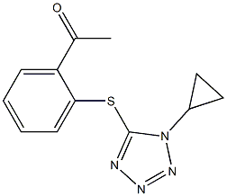 1-{2-[(1-cyclopropyl-1H-1,2,3,4-tetrazol-5-yl)sulfanyl]phenyl}ethan-1-one Struktur