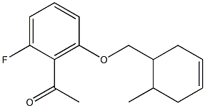 1-{2-fluoro-6-[(6-methylcyclohex-3-en-1-yl)methoxy]phenyl}ethan-1-one Struktur