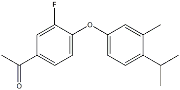 1-{3-fluoro-4-[3-methyl-4-(propan-2-yl)phenoxy]phenyl}ethan-1-one Struktur