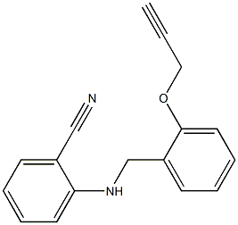 2-({[2-(prop-2-yn-1-yloxy)phenyl]methyl}amino)benzonitrile Struktur