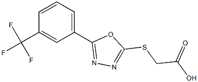 2-({5-[3-(trifluoromethyl)phenyl]-1,3,4-oxadiazol-2-yl}sulfanyl)acetic acid Struktur