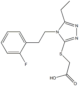 2-({5-ethyl-4-[2-(2-fluorophenyl)ethyl]-4H-1,2,4-triazol-3-yl}sulfanyl)acetic acid Struktur