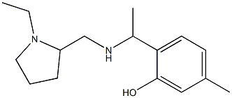 2-(1-{[(1-ethylpyrrolidin-2-yl)methyl]amino}ethyl)-5-methylphenol Struktur