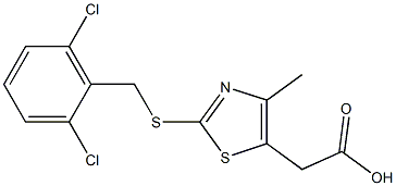 2-(2-{[(2,6-dichlorophenyl)methyl]sulfanyl}-4-methyl-1,3-thiazol-5-yl)acetic acid Struktur