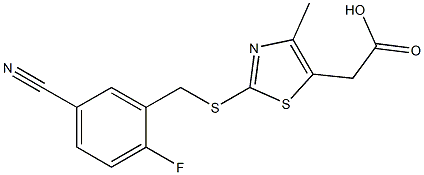 2-(2-{[(5-cyano-2-fluorophenyl)methyl]sulfanyl}-4-methyl-1,3-thiazol-5-yl)acetic acid Struktur