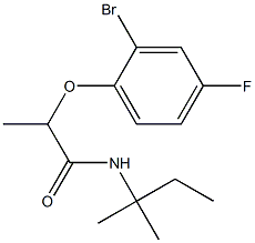 2-(2-bromo-4-fluorophenoxy)-N-(2-methylbutan-2-yl)propanamide Struktur