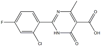 2-(2-chloro-4-fluorophenyl)-4-methyl-6-oxo-1,6-dihydropyrimidine-5-carboxylic acid Struktur