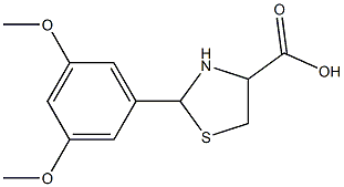 2-(3,5-dimethoxyphenyl)-1,3-thiazolidine-4-carboxylic acid Struktur