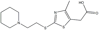 2-(4-methyl-2-{[2-(piperidin-1-yl)ethyl]sulfanyl}-1,3-thiazol-5-yl)acetic acid Struktur