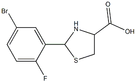 2-(5-bromo-2-fluorophenyl)-1,3-thiazolidine-4-carboxylic acid Struktur