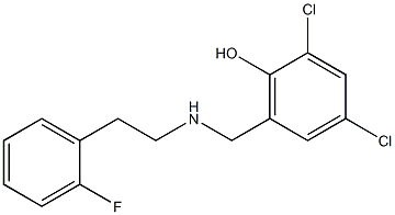 2,4-dichloro-6-({[2-(2-fluorophenyl)ethyl]amino}methyl)phenol Struktur