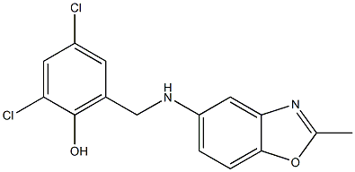 2,4-dichloro-6-{[(2-methyl-1,3-benzoxazol-5-yl)amino]methyl}phenol Struktur