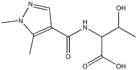 2-[(1,5-dimethyl-1H-pyrazol-4-yl)formamido]-3-hydroxybutanoic acid Struktur