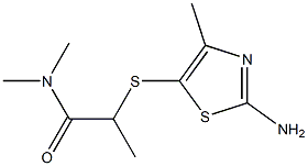 2-[(2-amino-4-methyl-1,3-thiazol-5-yl)sulfanyl]-N,N-dimethylpropanamide Struktur