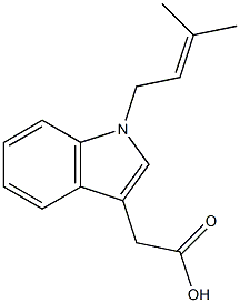 2-[1-(3-methylbut-2-en-1-yl)-1H-indol-3-yl]acetic acid Struktur