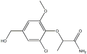 2-[2-chloro-4-(hydroxymethyl)-6-methoxyphenoxy]propanamide Struktur