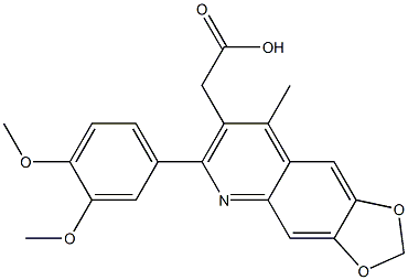 2-[6-(3,4-dimethoxyphenyl)-8-methyl-2H-[1,3]dioxolo[4,5-g]quinolin-7-yl]acetic acid Struktur