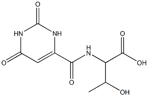 2-{[(2,6-dioxo-1,2,3,6-tetrahydropyrimidin-4-yl)carbonyl]amino}-3-hydroxybutanoic acid Struktur