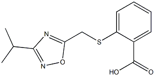 2-{[(3-isopropyl-1,2,4-oxadiazol-5-yl)methyl]thio}benzoic acid Struktur