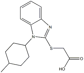 2-{[1-(4-methylcyclohexyl)-1H-1,3-benzodiazol-2-yl]sulfanyl}acetic acid Struktur