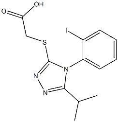 2-{[4-(2-iodophenyl)-5-(propan-2-yl)-4H-1,2,4-triazol-3-yl]sulfanyl}acetic acid Struktur