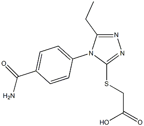 2-{[4-(4-carbamoylphenyl)-5-ethyl-4H-1,2,4-triazol-3-yl]sulfanyl}acetic acid Struktur