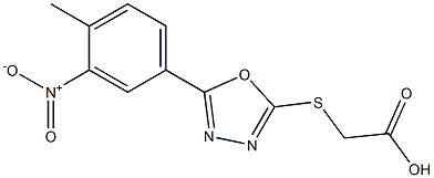 2-{[5-(4-methyl-3-nitrophenyl)-1,3,4-oxadiazol-2-yl]sulfanyl}acetic acid Struktur