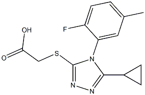 2-{[5-cyclopropyl-4-(2-fluoro-5-methylphenyl)-4H-1,2,4-triazol-3-yl]sulfanyl}acetic acid Struktur