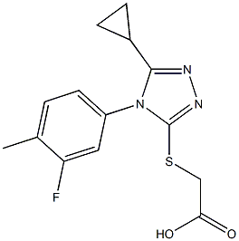 2-{[5-cyclopropyl-4-(3-fluoro-4-methylphenyl)-4H-1,2,4-triazol-3-yl]sulfanyl}acetic acid Struktur