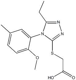 2-{[5-ethyl-4-(2-methoxy-5-methylphenyl)-4H-1,2,4-triazol-3-yl]sulfanyl}acetic acid Struktur