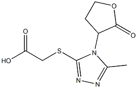 2-{[5-methyl-4-(2-oxooxolan-3-yl)-4H-1,2,4-triazol-3-yl]sulfanyl}acetic acid Struktur