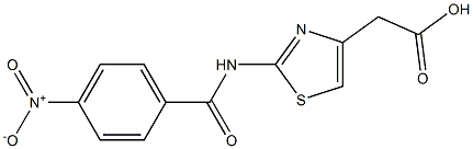 2-{2-[(4-nitrobenzene)amido]-1,3-thiazol-4-yl}acetic acid Struktur