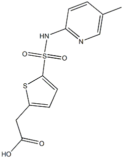 2-{5-[(5-methylpyridin-2-yl)sulfamoyl]thiophen-2-yl}acetic acid Struktur