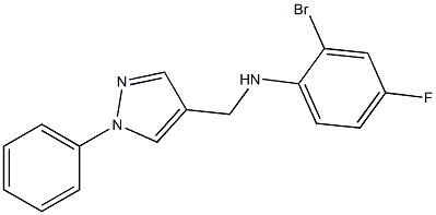 2-bromo-4-fluoro-N-[(1-phenyl-1H-pyrazol-4-yl)methyl]aniline Struktur