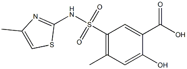 2-hydroxy-4-methyl-5-[(4-methyl-1,3-thiazol-2-yl)sulfamoyl]benzoic acid Struktur