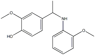 2-methoxy-4-{1-[(2-methoxyphenyl)amino]ethyl}phenol Struktur