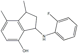 3-[(2-fluorophenyl)amino]-1,7-dimethyl-2,3-dihydro-1H-inden-4-ol Struktur