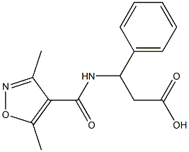 3-[(3,5-dimethyl-1,2-oxazol-4-yl)formamido]-3-phenylpropanoic acid Struktur