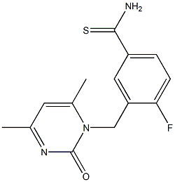 3-[(4,6-dimethyl-2-oxopyrimidin-1(2H)-yl)methyl]-4-fluorobenzenecarbothioamide Struktur