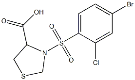 3-[(4-bromo-2-chlorobenzene)sulfonyl]-1,3-thiazolidine-4-carboxylic acid Struktur