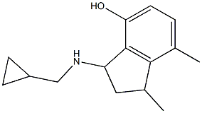 3-[(cyclopropylmethyl)amino]-1,7-dimethyl-2,3-dihydro-1H-inden-4-ol Struktur