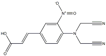 3-{4-[bis(cyanomethyl)amino]-3-nitrophenyl}prop-2-enoic acid Struktur