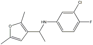 3-chloro-N-[1-(2,5-dimethylfuran-3-yl)ethyl]-4-fluoroaniline Struktur