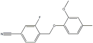 3-fluoro-4-(2-methoxy-4-methylphenoxymethyl)benzonitrile Struktur