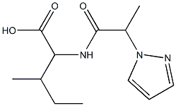 3-methyl-2-[2-(1H-pyrazol-1-yl)propanamido]pentanoic acid Struktur